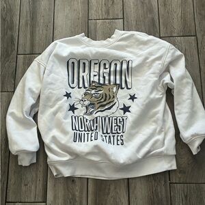 White Oregon Graphic Crewneck Sweatshirt